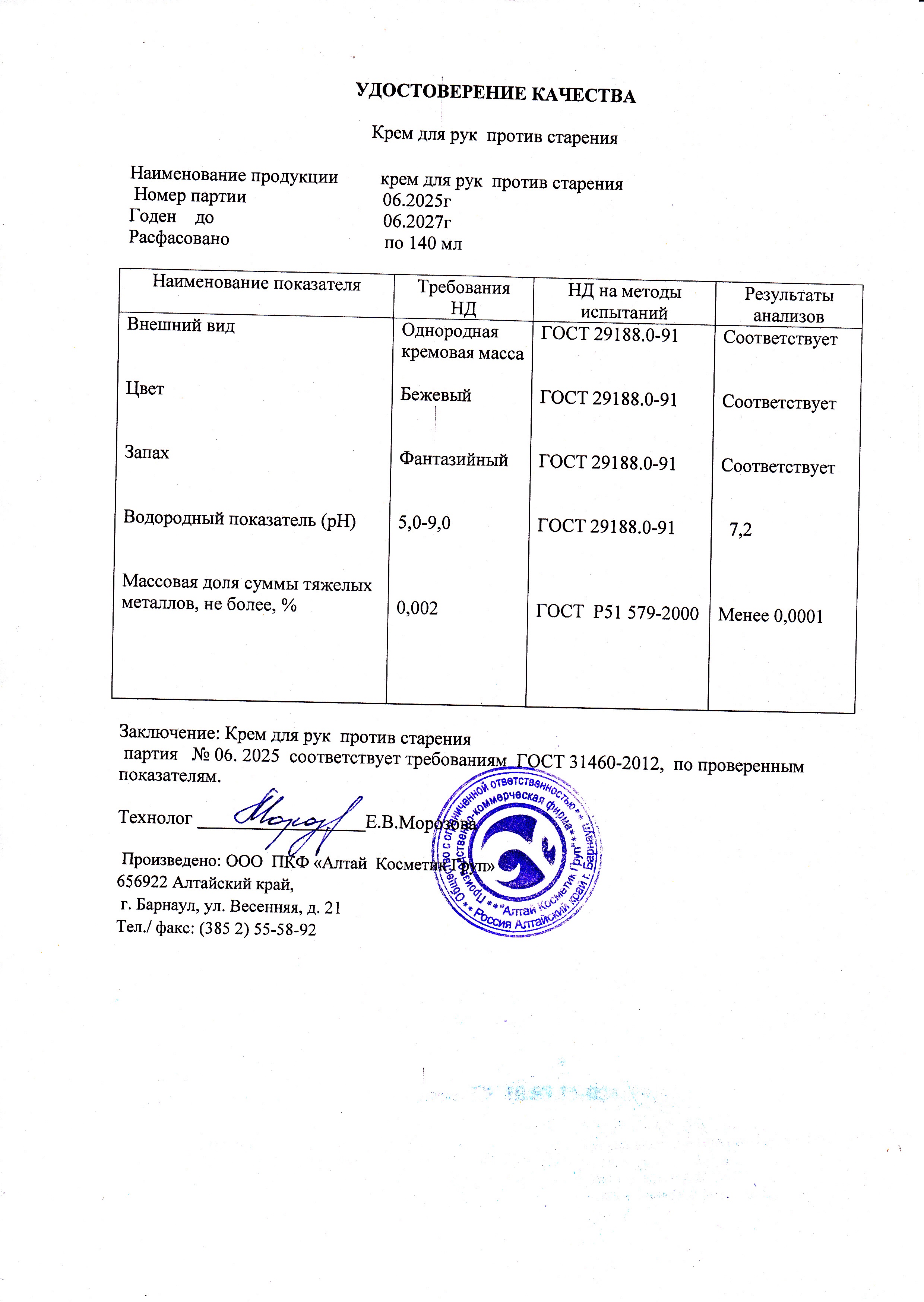 Паспорт №062025